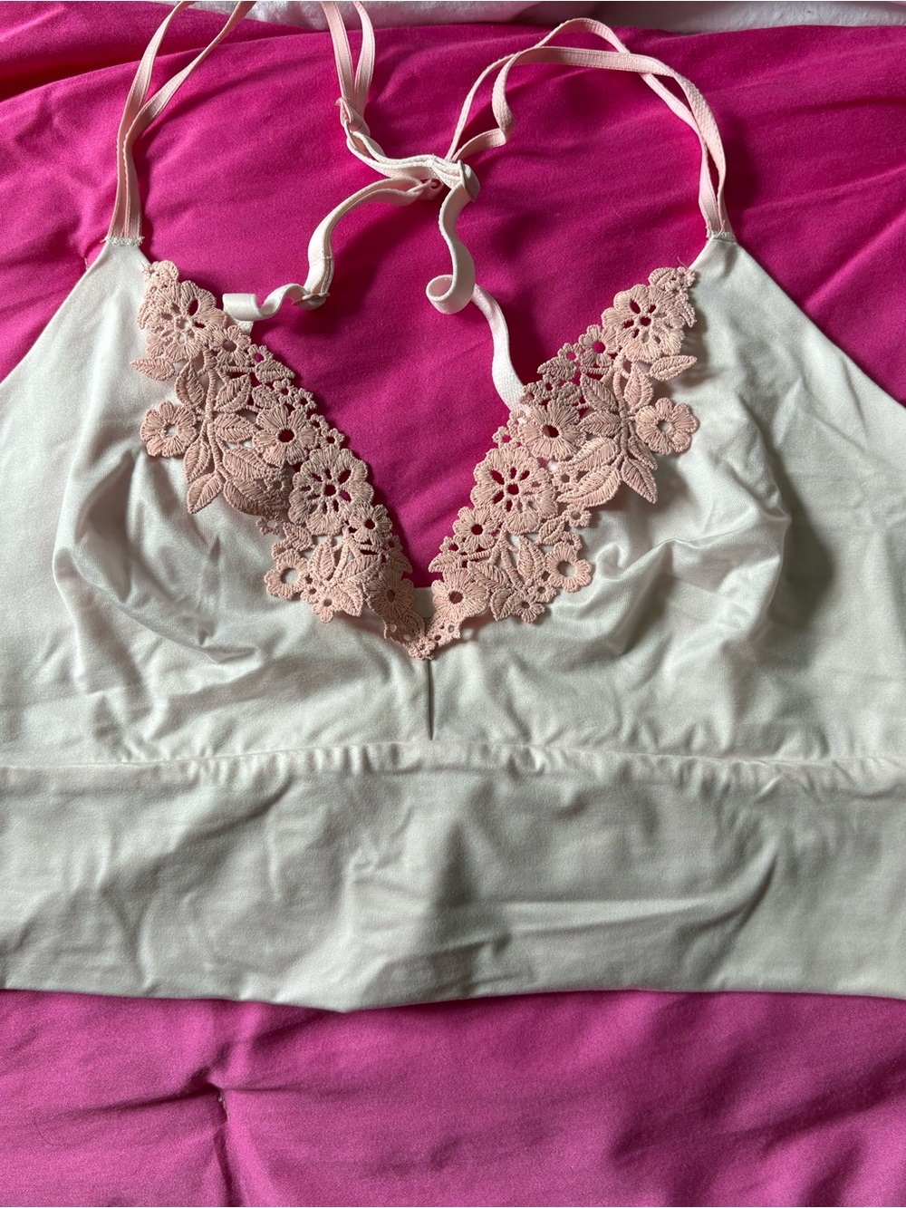 aerie Pink Bralette with Blush Lace Trim